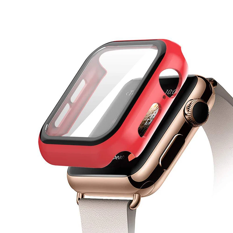 Red Закаленное стекло для Apple Watch 44 мм 38 мм 42 мм 40 мм серия 4 3 2 1 полное покрытие изогнутые края рамка Защита экрана для i Watch - Цвет: Red