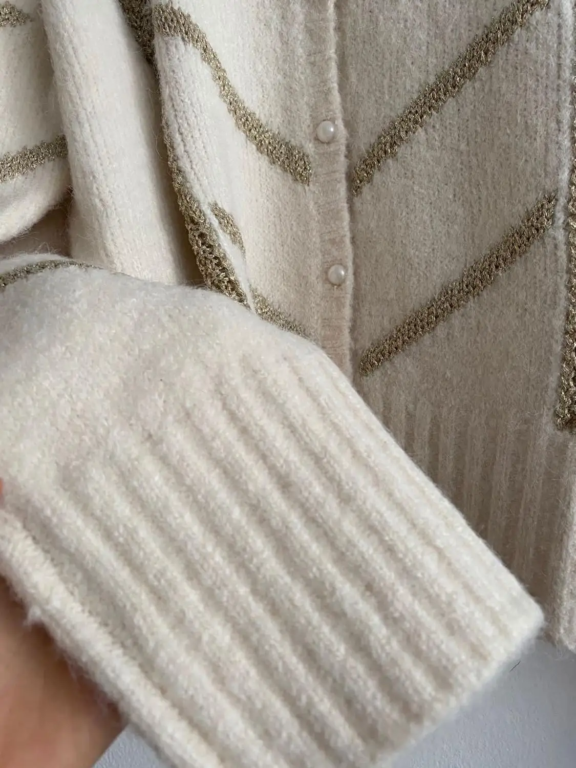 

Women Knit Cardigan Tops O-neck Single Breasted Stripes Long Sleeve Vintage Autumn Winter Ladies Sweater