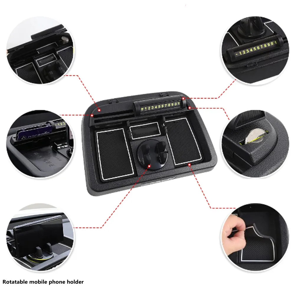 

1PC Storage Bag For Tesla Dashboard Organizer Box Phone Number Plate Phone Holder For Tesla Model 3/Y 4 IN 1 Car Accessories