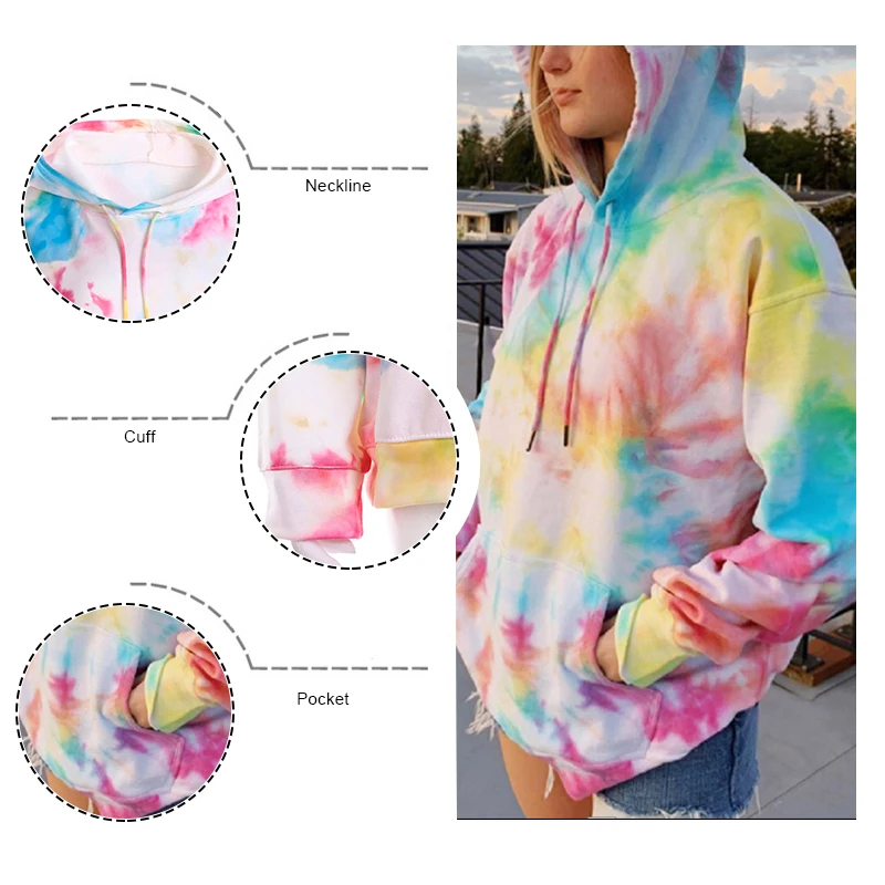Ranberone Hoodies Women Fashion Tie Dye Print Hoodie Sweatshirt Oversized Drawstring Long Sleeve Winter Streetwear Women Clothes