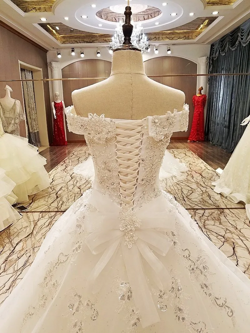 Элегантное кружевное свадебное платье бальное свадебные платья с кристаллами Robe