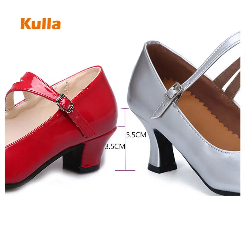 Woman Latin Dance Shoes Salsa Ballroom Dancing Shoes Ladies Middle Heel Closed Toe Modern  Performance Women's Tango Dance Shoes