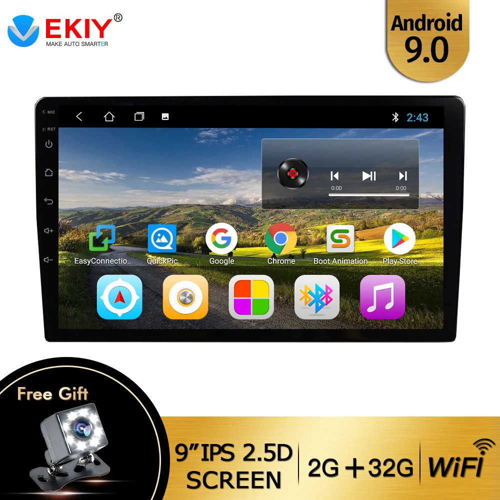 EKIY 9 ''/10,1'' ips Android 9,0 универсальное 2 Din автомобильное радио gps Navi Ca мультимедийный плеер Wifi Авто Стерео Аудио Видео dvd-плеер