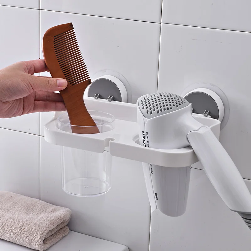 Многофункциональный держатель для фена ванной комнаты настенный органайзер