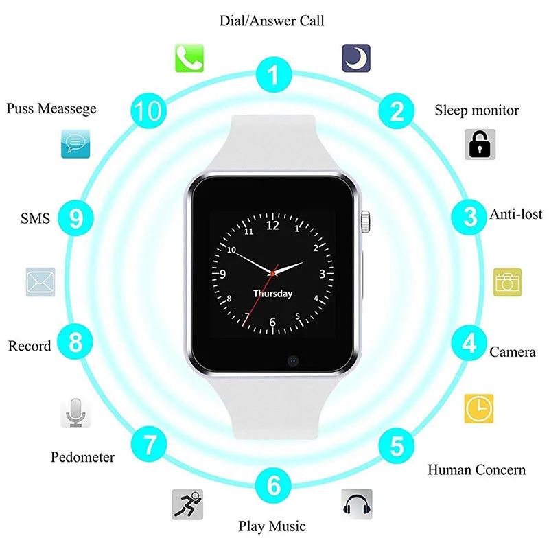 Новинка A1 Bluetooth Смарт-часы спортивный калькулятор Android телефонный звонок Relogio 2G GSM SIM TF карта камера телефон PK GT08