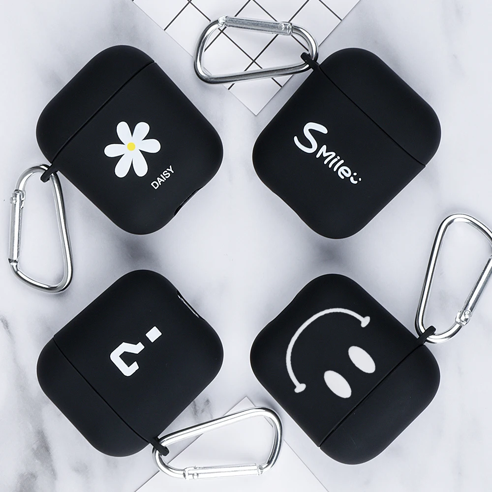 Матовый чехол для наушников Airpods с цветочным узором ромашки Apple Air pods крючком