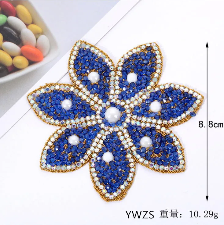 New arrival 10 pcs Flower Beads and Rhinestones iron on patches DIY Hotfix Motif Applique garment bag patch decor accessory | Дом и сад
