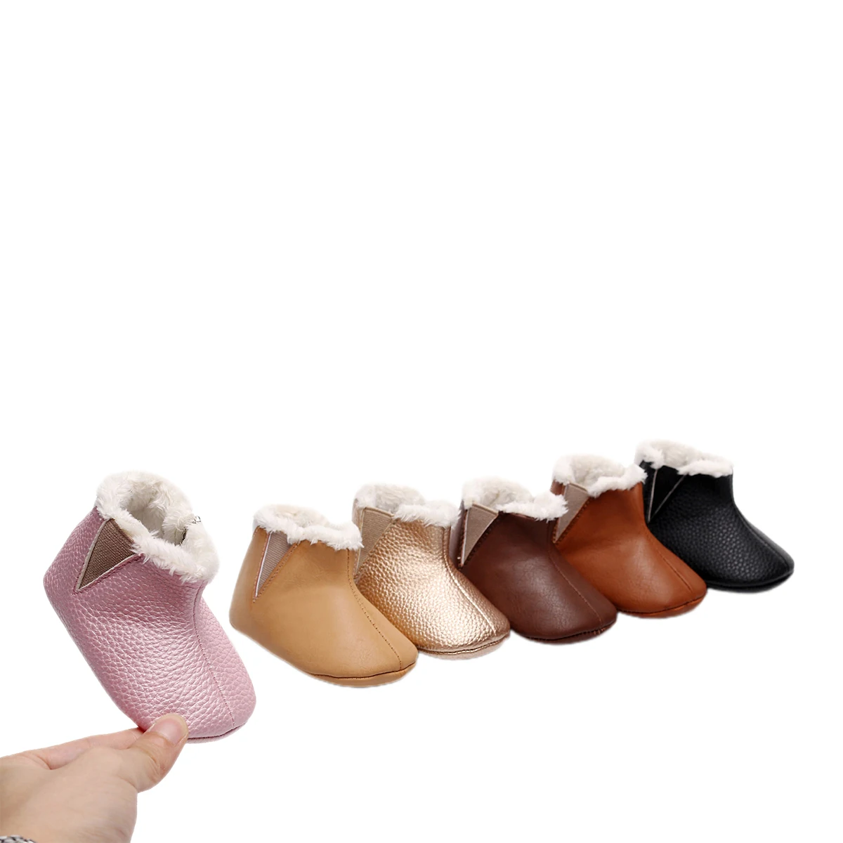 Детские кожаные сапоги на мягкой подошве Зимние теплые простые Нескользящие