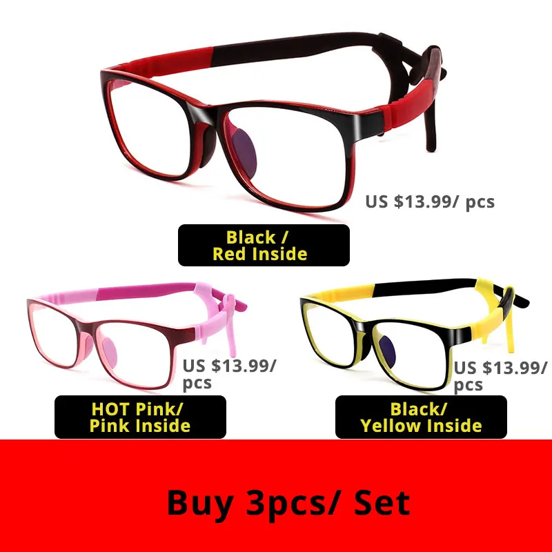 3RedPinkYellow VANLOOK, прозрачные детские компьютерные очки для детей, анти-голубые очки, оправа для очков, Oculos De Grau, модные силиконовые очки - Цвет оправы: 3RedPinkYellow