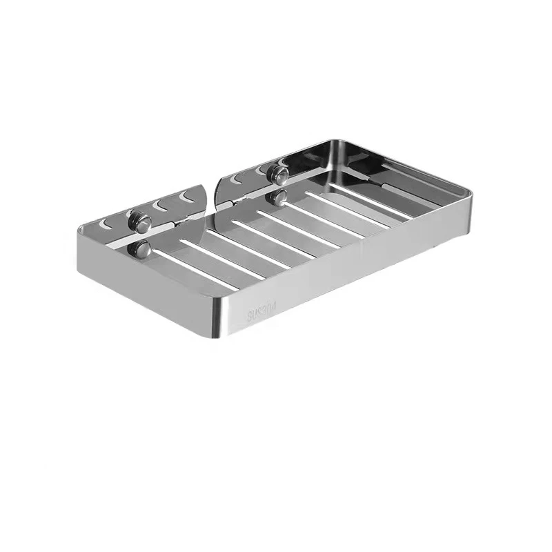 

SUS304 Metal Wall Shelving Shampoo Storage Rack for Kitchen Bathroom Multi-purpose Use Painted Black