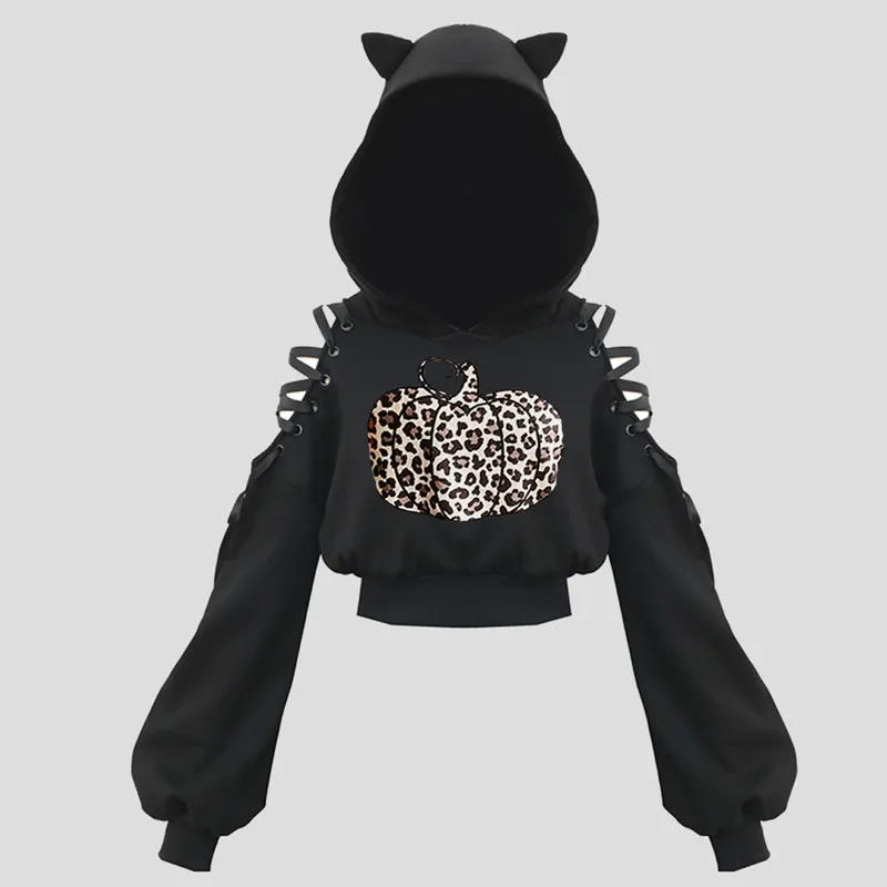 Черный красный Хэллоуин Осень зима Harajuku женские толстовки толстовка сексуальный