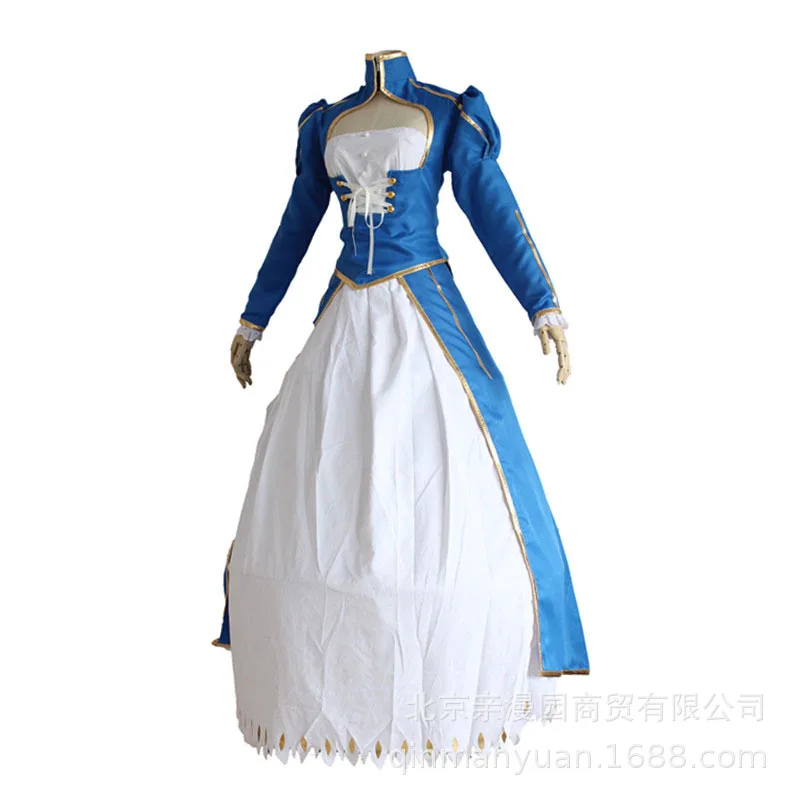 

Anime Fate Stay Night Blue Saber Cosplay Altria Pendragon Battle Costume Dress clothes Wig Party Props