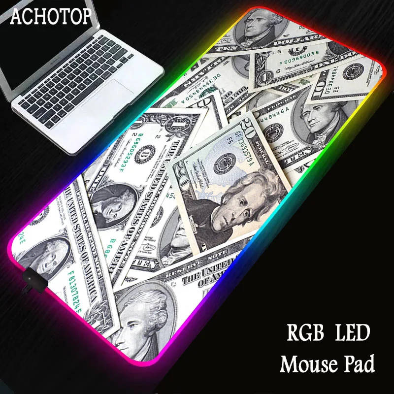 

Dollar Large LED Light RGB Waterproof Gaming Mouse Pad USB Wired Gamer Mousepad Mice Mat 7 Dazzle Colors for Computer PC mat