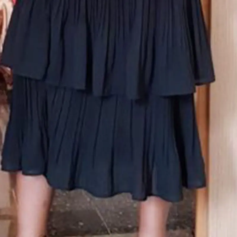 Женское многослойное платье шифоновое Плиссированное черное модное