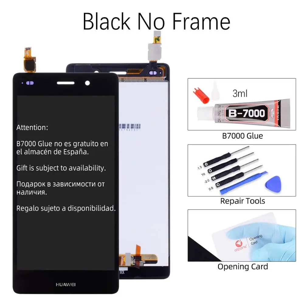 Дисплей для HUAWEI P8 Lite LCD в сборе с тачскрином на рамке 5.0‘’ черный белый золото - Цвет: Black No Frame
