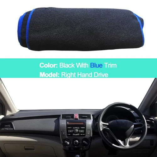 RHD Blue 2 слоя крышка приборной панели автомобиля тире коврик ковер накидка для Honda City 2008 2009 2010 2013 авто Non-slip козырек от солнца приборной коврик - Название цвета: RHD Blue