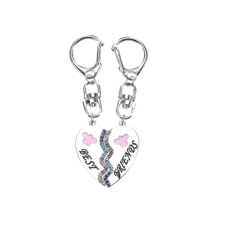 

Fashion New Trendy Best Friends Honey Love Couple 2PC Pendant Keychain Broken Heart For Women Chain BFF Friendship Jewelry