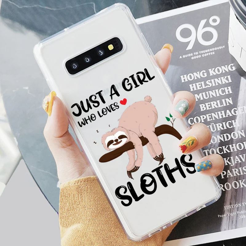 Милый мягкий прозрачный чехол из ТПУ с принтом ленивых животных для телефона Samsung