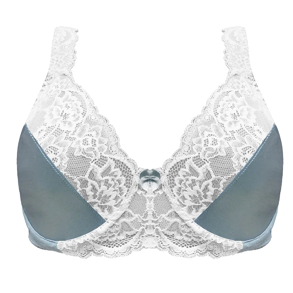 Серый кружевной прозрачный бюстгальтер женское сексуальное белье цветочный