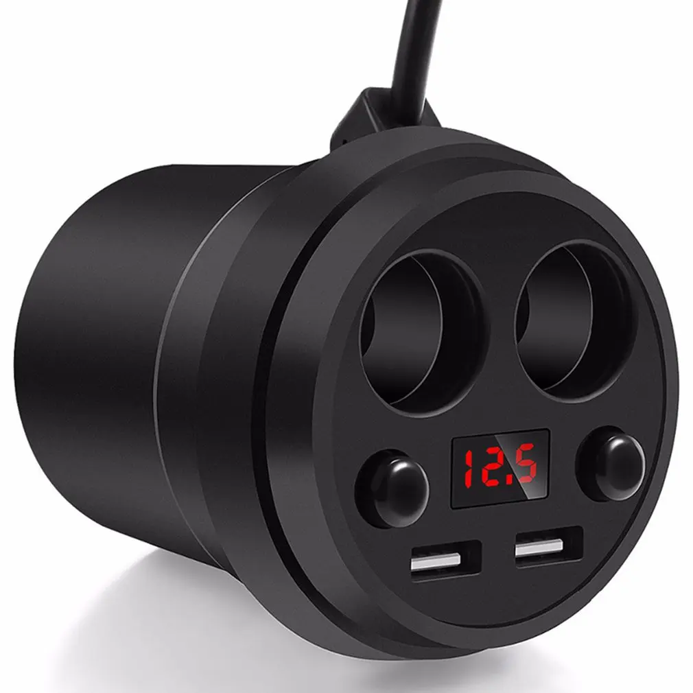 Car Cup Shape Cigarette Lighter Dual Usb Independent Switch Charger With Power Supply Voltage Display |