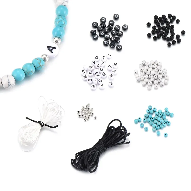 Набор украшений из акриловых бусин и каменных сделай сам для изготовления