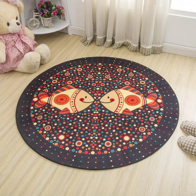 

Simple Style Round Rug Children Bedroom Bedside Rug Baby Crawling Mat Corridor Floor Mat Beautiful Rug Children Room