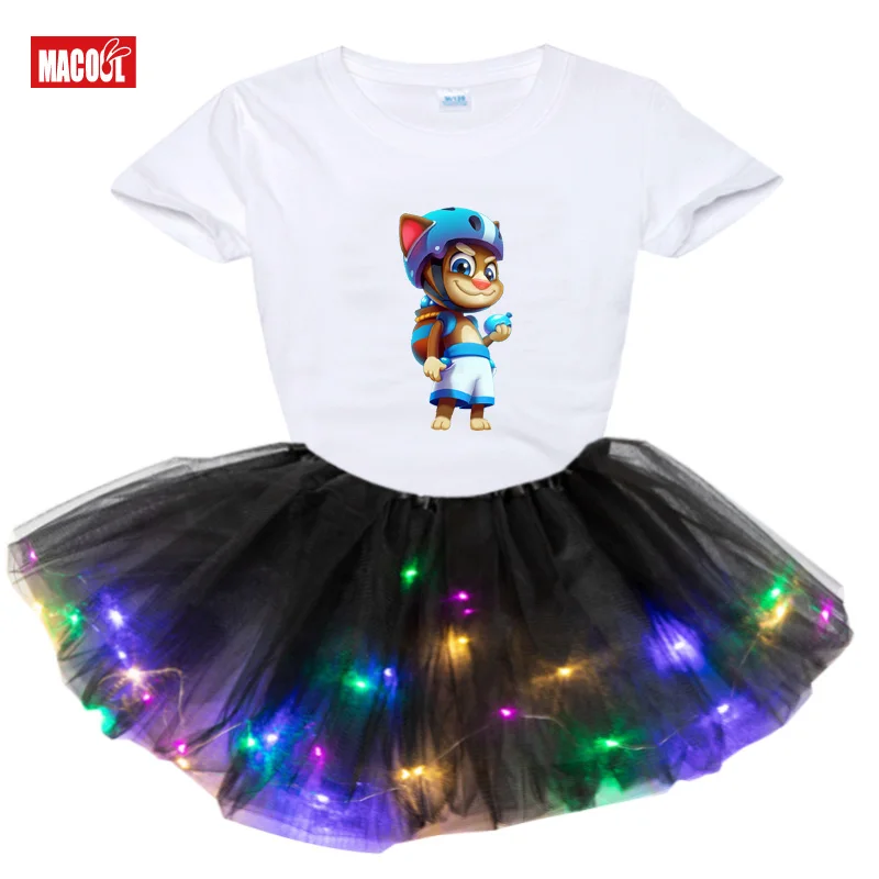Gorgeous Girls LED Light Dress Party Wear Tutu Tulle Infant Christening Gowns Children's Princess Dresses for Girl Evening Dress