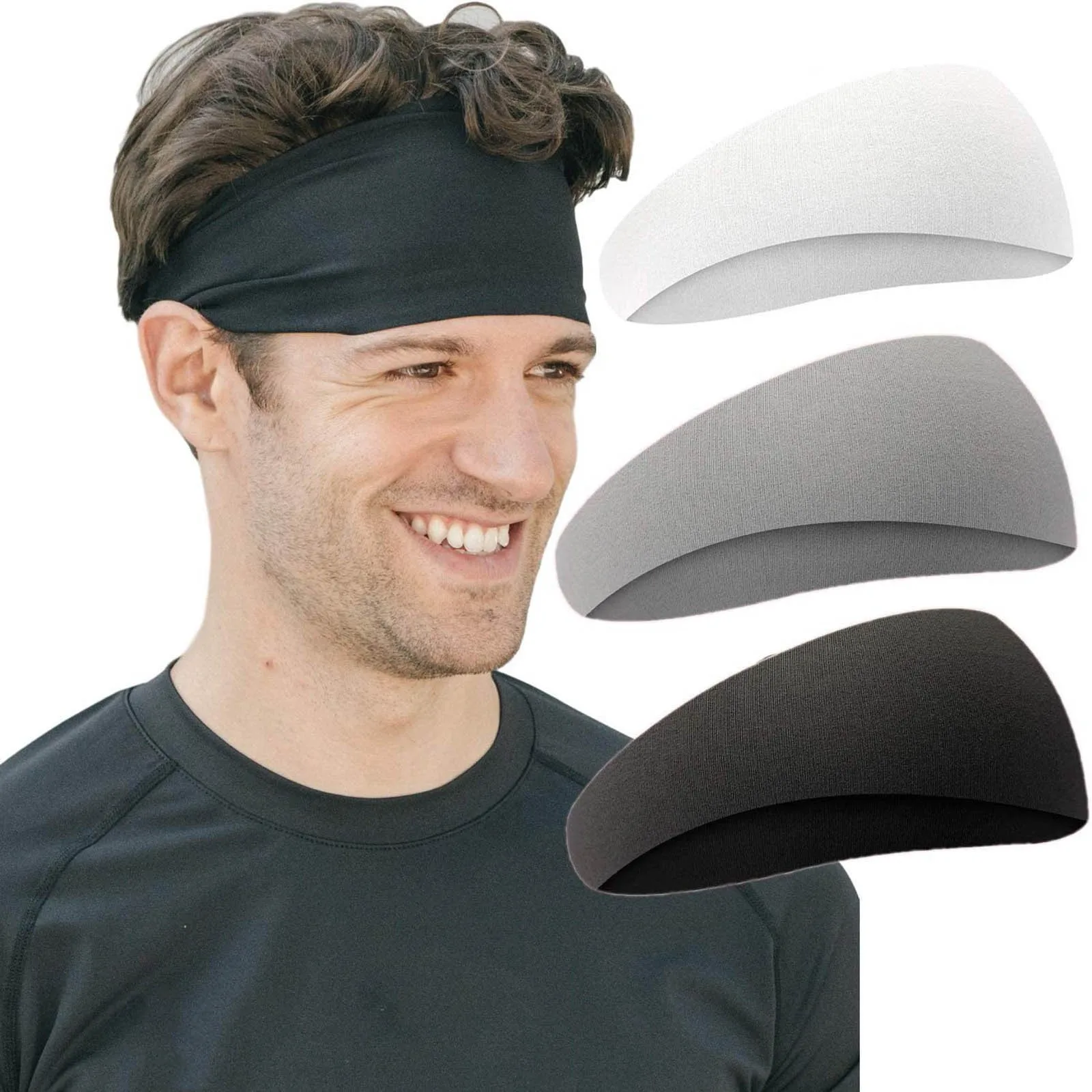 

3PCs Men Women Sweatband Sports Headband Stretch Elastic Yoga Running Hair Band Outdoor Sport Headwrap Fitness Sports safety