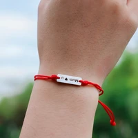 personalized name bracelet custom stainless steel with date bracelet hypoallergenic red lucky rope unisex couple bracelet
