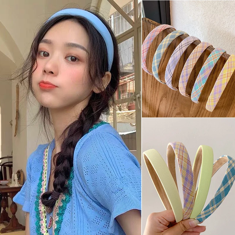 

Women Floral Striped Plaids Print Headband Plastic 1Pcs Headwear Hair Accessories Head Hoop Female Sweet Wide Hair Hoop Hairband