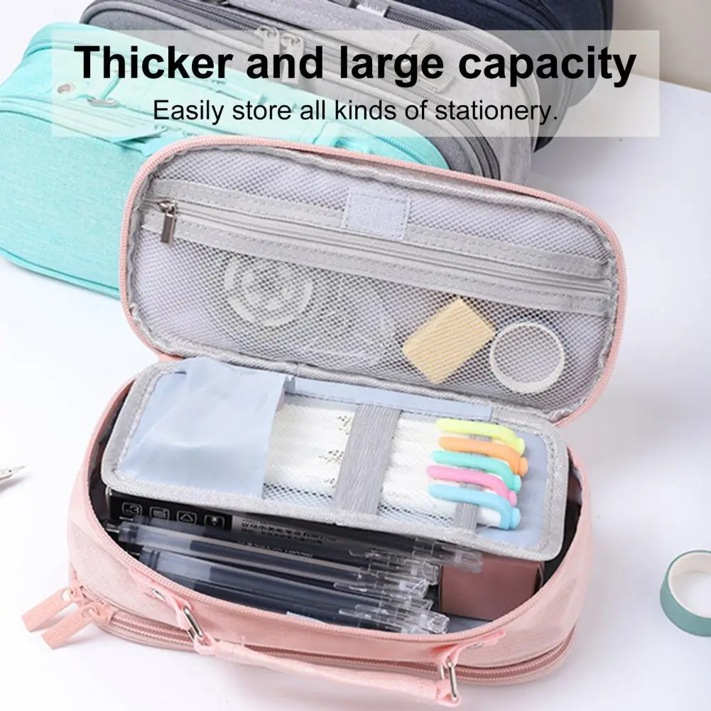 

Wear Resistant Fashion Easy Carry Pencil Pen Storage Bag Portable Pencil Case Multi-layer for Kids