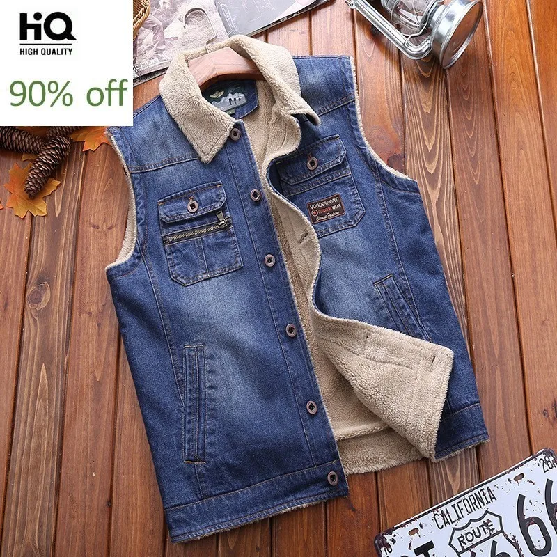 Большой размер зима 2020 модные мужские джинсовые жилеты повседневные свободные