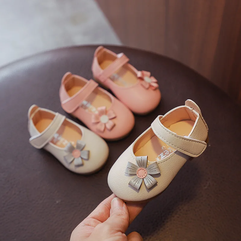 Zapatos planos de princesa peque&ntilde;a para ni&ntilde;a peque&ntilde;a, zapatos planos de piel sint&eacute;tica con hermosas flores, para fiesta de verano, boda, Mary Janes-0