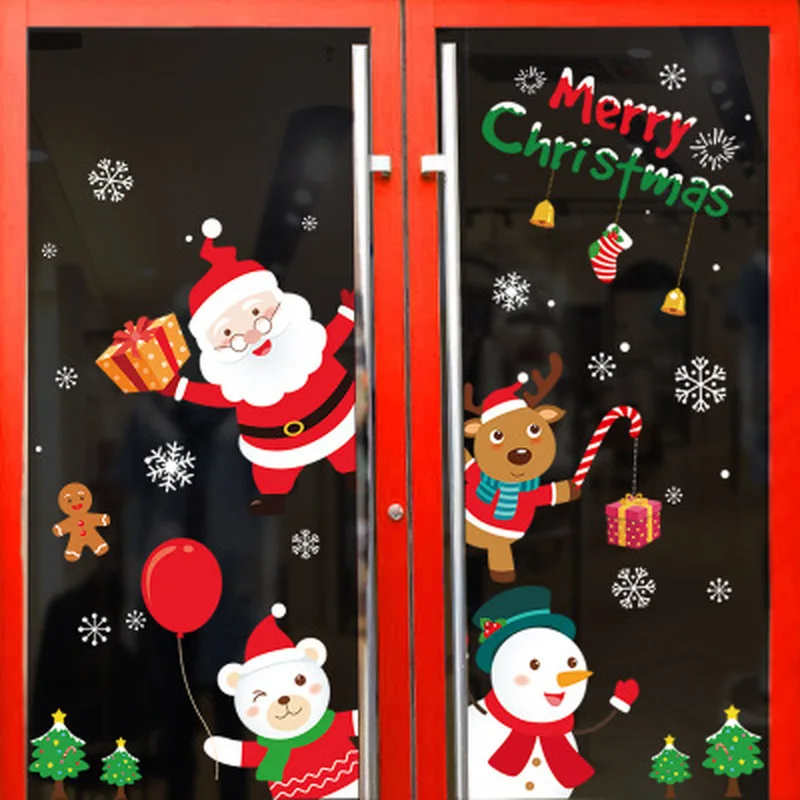 Navidad, сделай сам, оконная пленка, Рождественская наклейка, украшение на Хэллоуин, оконная наклейка, рождественские украшения, ПВХ, новогоднее стекло, Мура