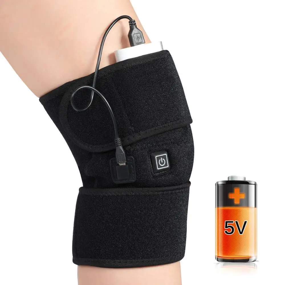 

Electric Knee Instrument Pain Relief Injury Recovery Adjustable Temperature Heated Warm Knee Pad USB 3 Modes Health Care