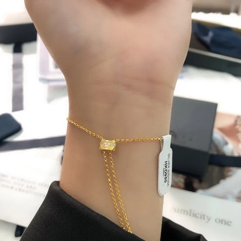 Модный шарм копия 1:1 желтый многоцветный Регулируемый браслет с прямой пластиной