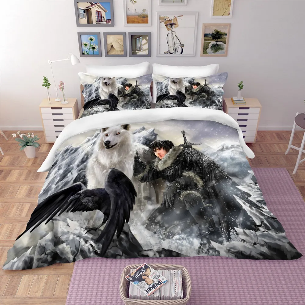 Комплект постельного белья с 3D принтом волка изображением Галактики леса