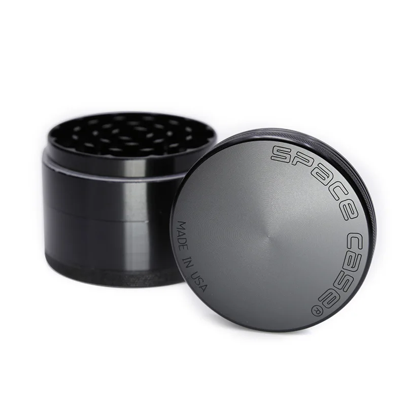 Space Case 63mm Herb Grinders 4 Piece Tobacco Cursher With Triangle Scraper Aluminium Alloy Material CNC Detector
