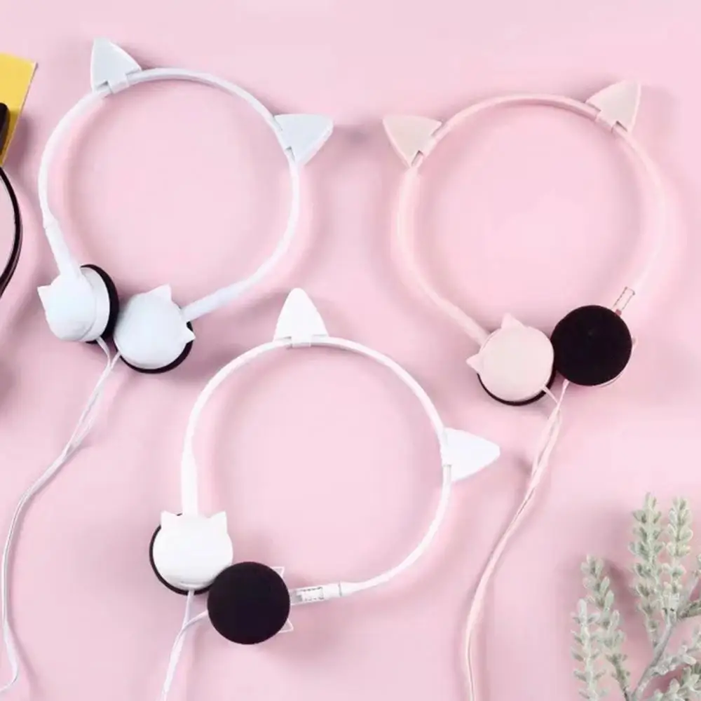 Проводные симпатичные наушники 3 5 мм в форме кошачьих ушей с микрофоном