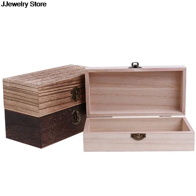 

Retro Jewelry Box Desktop Natural Wood Clamshell Storage Hand Decoration Wooden Box Postcard Storage Box