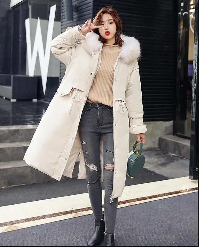 Зимний новый женский пуховик Черный свободный большой размер 2019 Модный