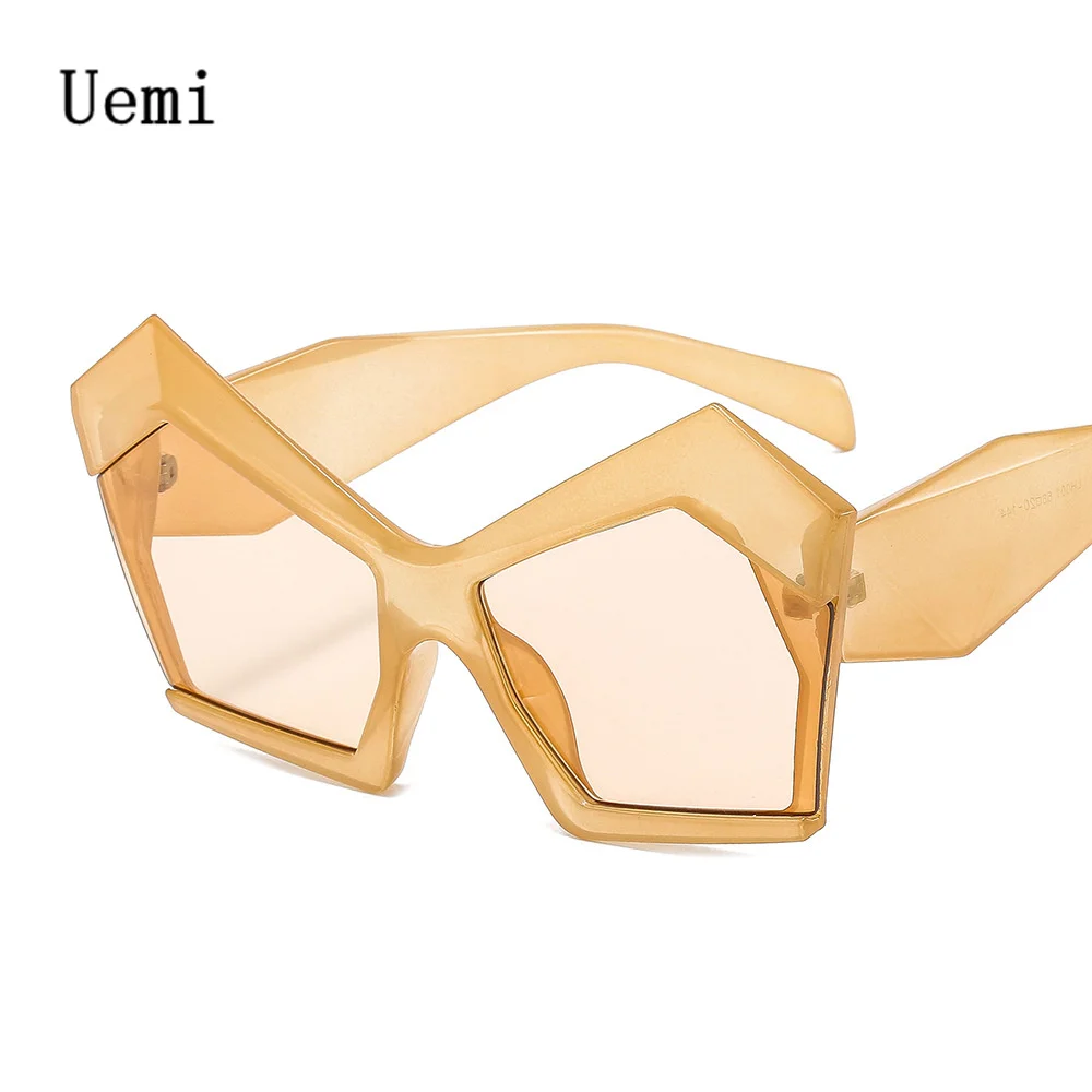 

New Fashion Oversized Irregular Cat Eye Sunglasses For Women Men Retro Gradient Shades UV400 Ladies Trending Champagne Sun Glass