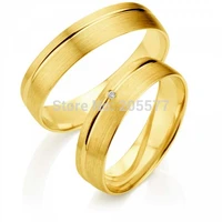 lastest yellow gold plating titanium engagement wedding bands rings pair set verlobungsringe