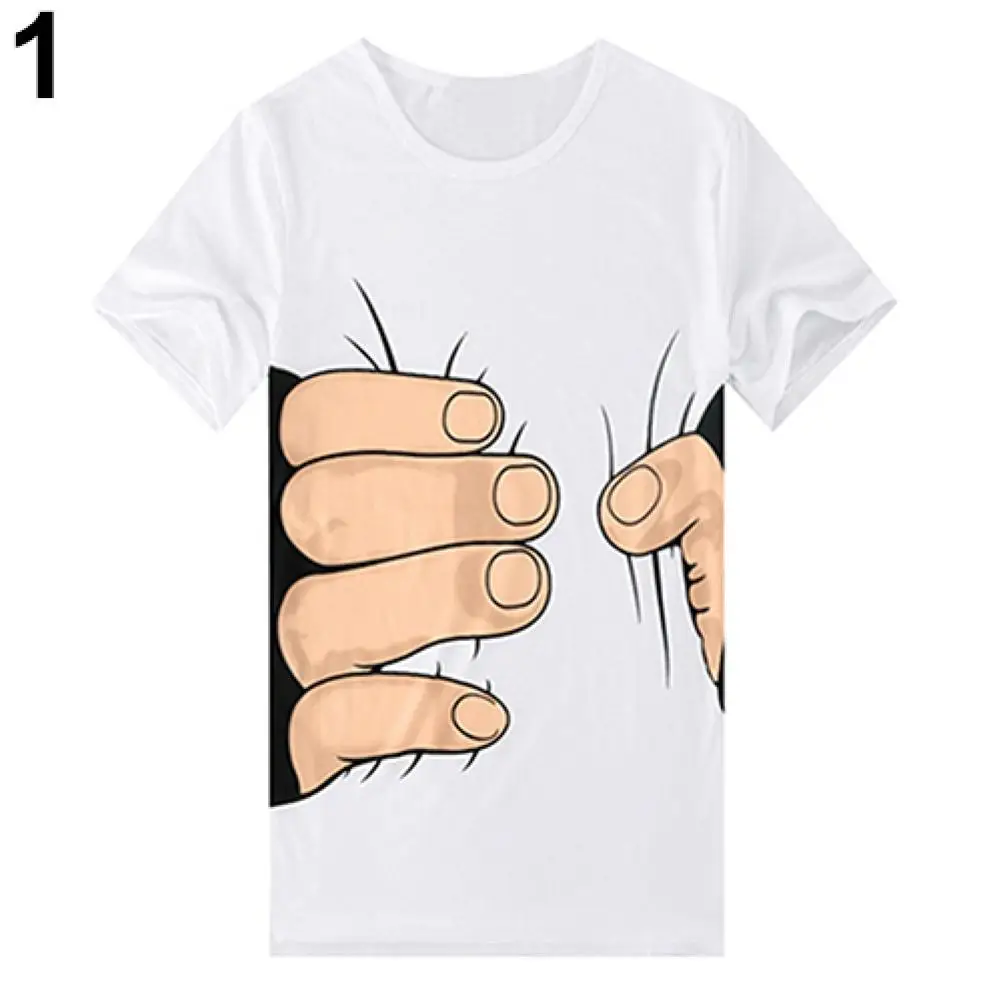 

Creative 3D Big Hand Bone Print Short Sleeve T-shirt Tee Summer Fashion Top