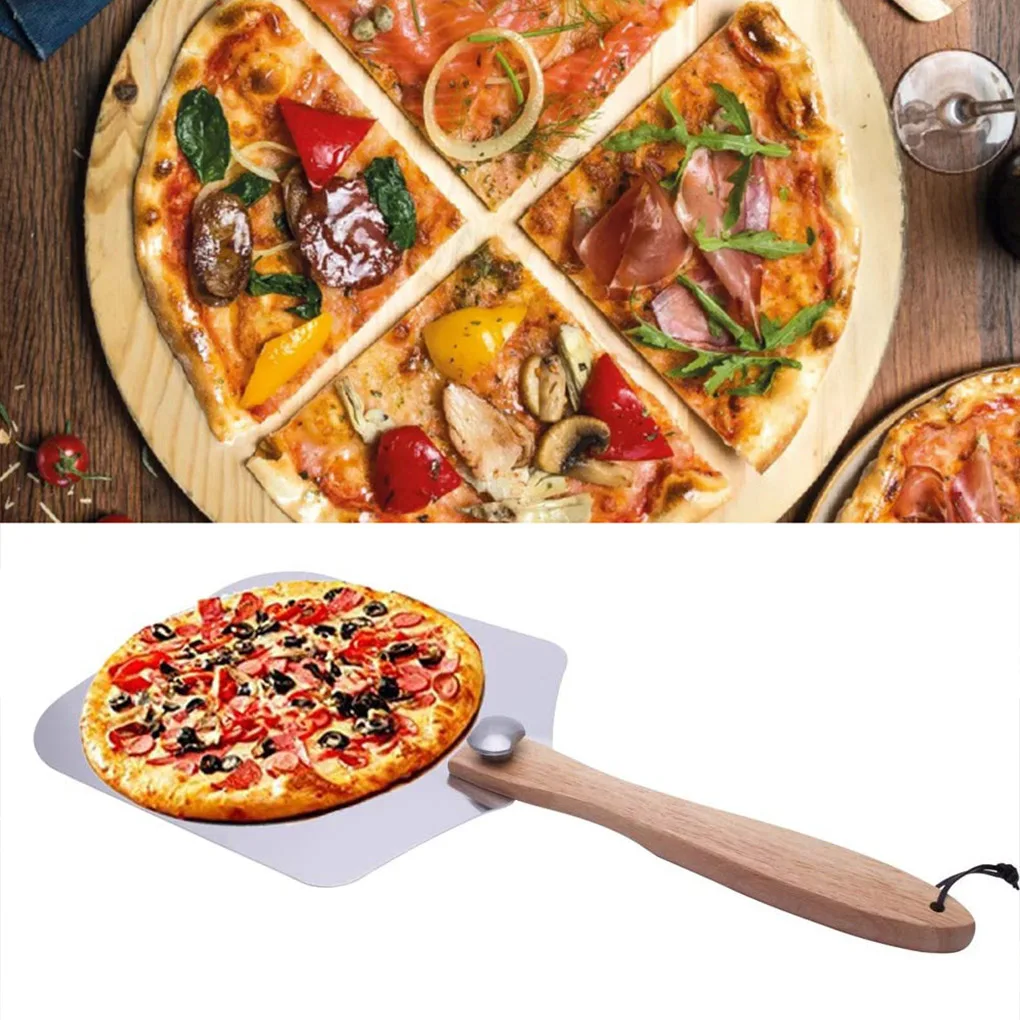

1pc Folding Pizza Paddle Peel Aluminum Metal Spatula Wood Handle Scraper For Baking Bread Pie Kitchen Baking Cooking Accessories