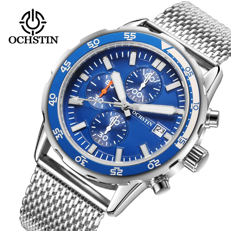2019 Fashion Sports Watches OCHSTIN Mens Waterproof Analogue Steel Mesh Strap Quartz Wrist Men Brithday Clock Reloj Homb | Наручные часы