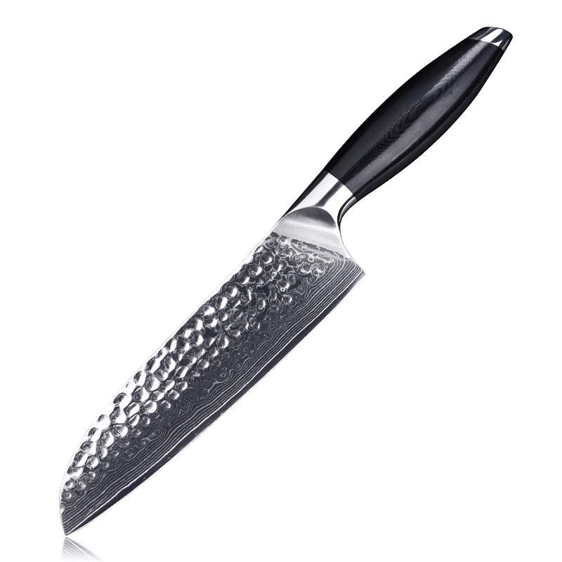 Кухонный нож сантоку шеф-повара из дамасской стали лезвие 6 дюймов с рисунком