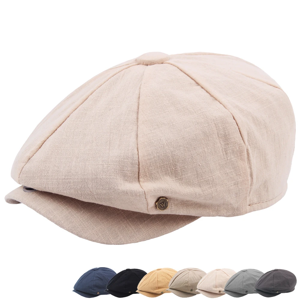 

Retro Simple Octagonal Hat Autumn Winter Male British Beret Vintage Cotton Solid Color Lady Outdoor Windproof Cap