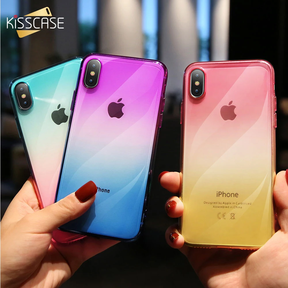 KISSCASE Ultra Thin Gradient Phone Case For iPhone 11 Pro Max X XS XR Cover Cool Soft TPU Cases 6 6S 7 8 Plus 5 5S SE |
