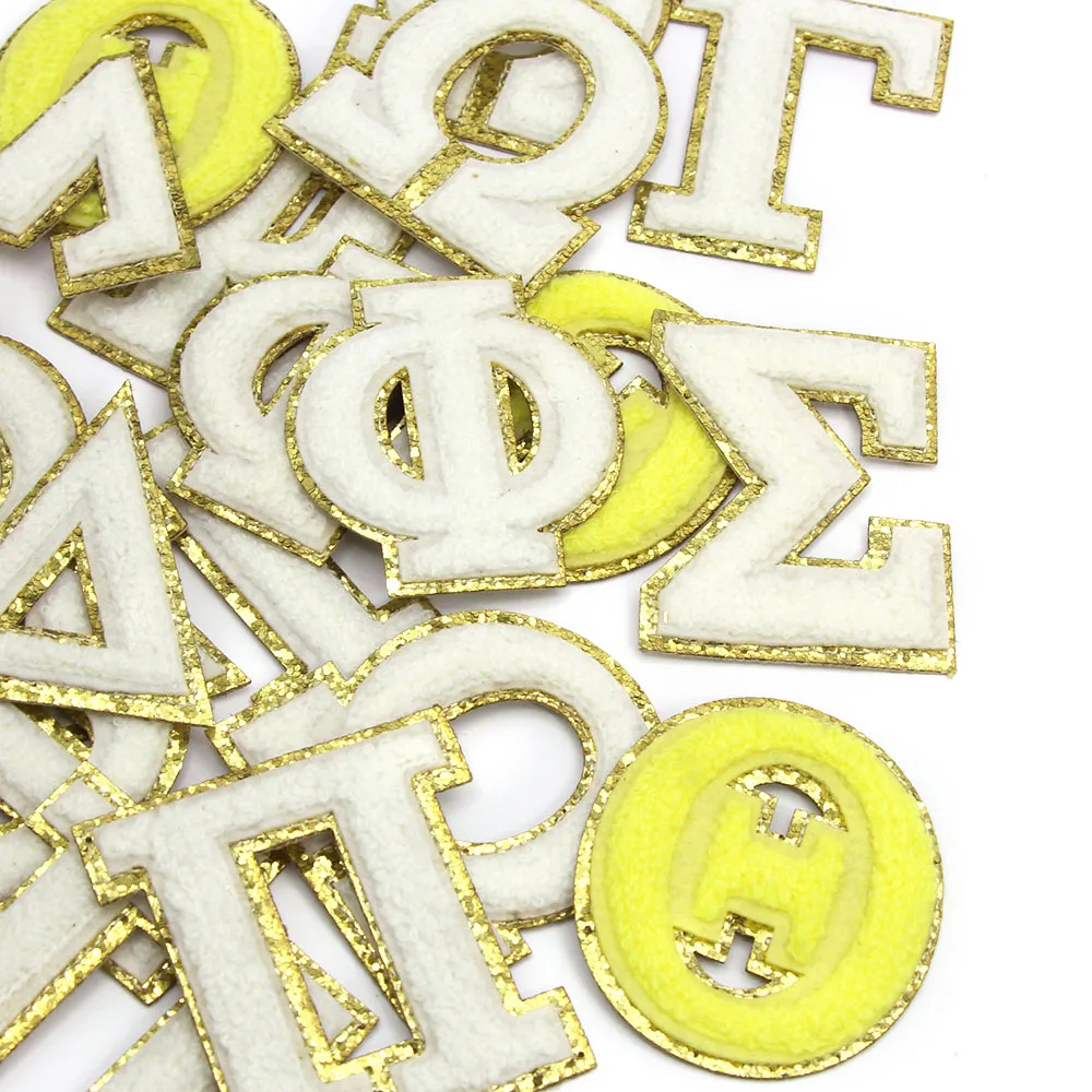 1 шт. белая греческая нашивка с буквами алфавит синель вышивка нашивки для одежды